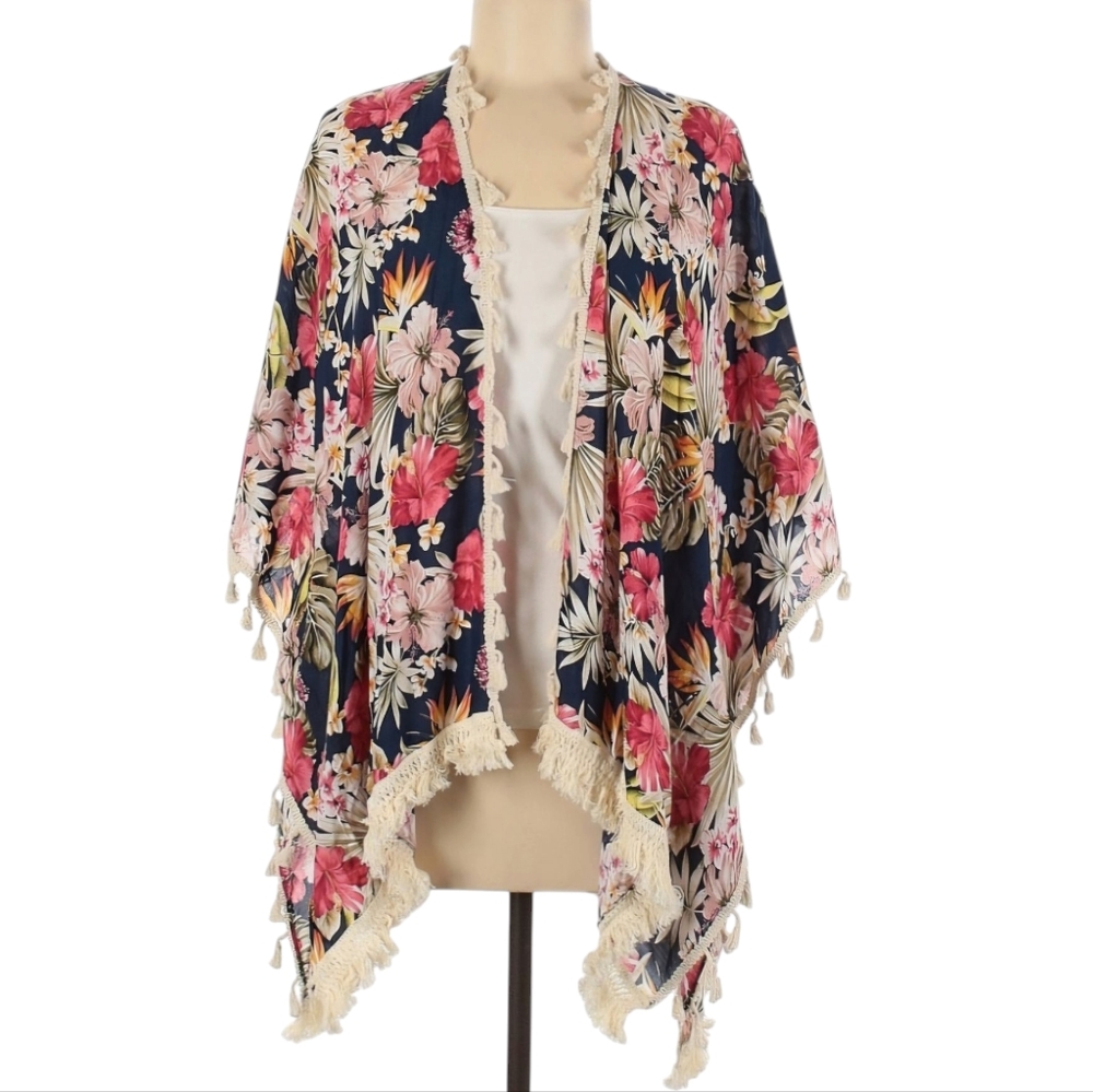 Floral Kimono with Tassels, One Size, NWT